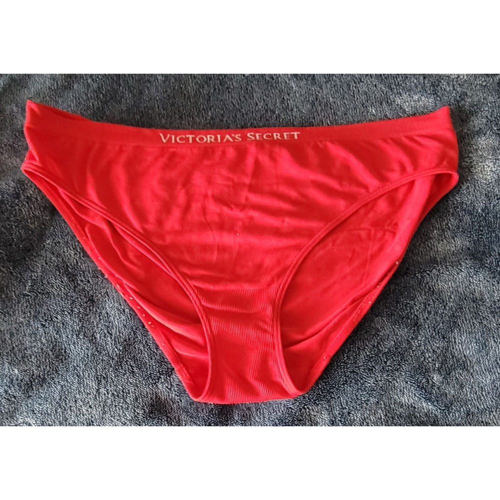 Victoria's Secret Womens Bikini Bottom XL Red Polyamide Solid Swimwear